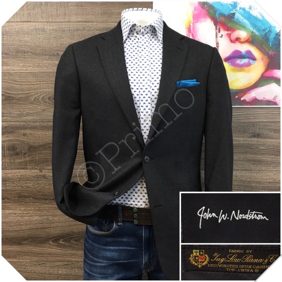 NORDSTROM Mens Cashmere Blazer Sport Coat Casual Jacket Size 42L Classic Suit